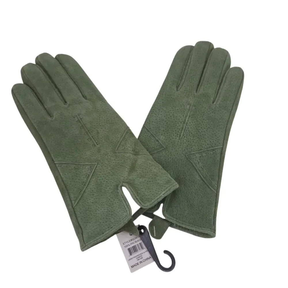NWT Bijoux Terner | Suede Leather Green Womens Gloves Soft Lining